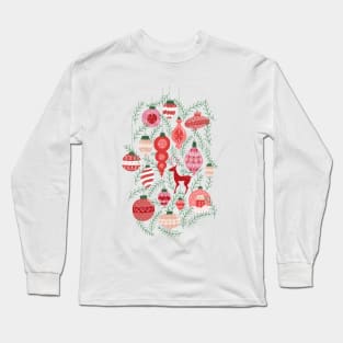 Mid-Century Ornaments in Mint + Red Long Sleeve T-Shirt